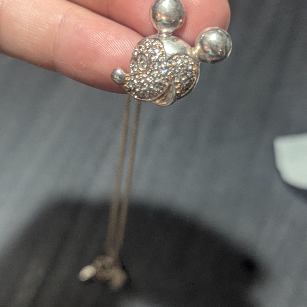 Disney Silver Mickey Mouse Crystal Necklace